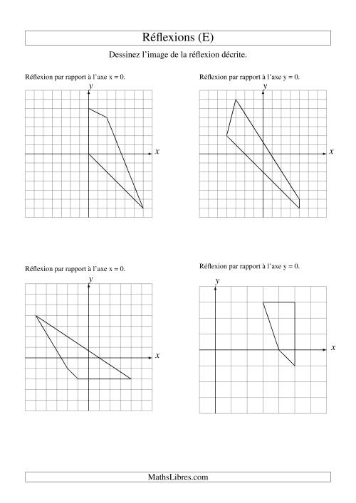 Réflexion de figures à 4 sommets sur les axes x = 0 et y = 0 (E)