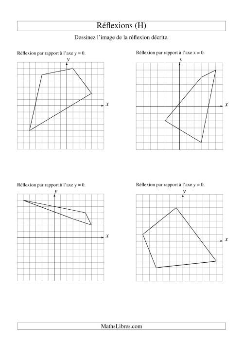 Réflexion de figures à 4 sommets sur les axes x = 0 et y = 0 (H)