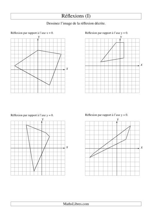 Réflexion de figures à 4 sommets sur les axes x = 0 et y = 0 (I)