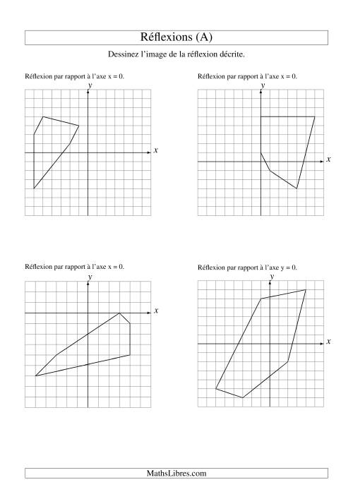 Réflexion de figures à 5 sommets sur les axes x = 0 et y = 0 (A)