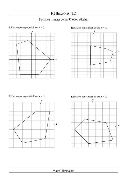 Réflexion de figures à 5 sommets sur les axes x = 0 et y = 0 (E)