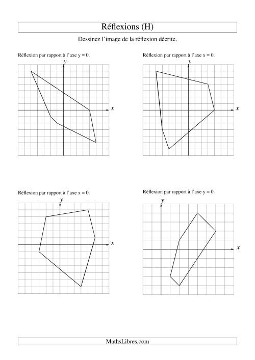 Réflexion de figures à 5 sommets sur les axes x = 0 et y = 0 (H)