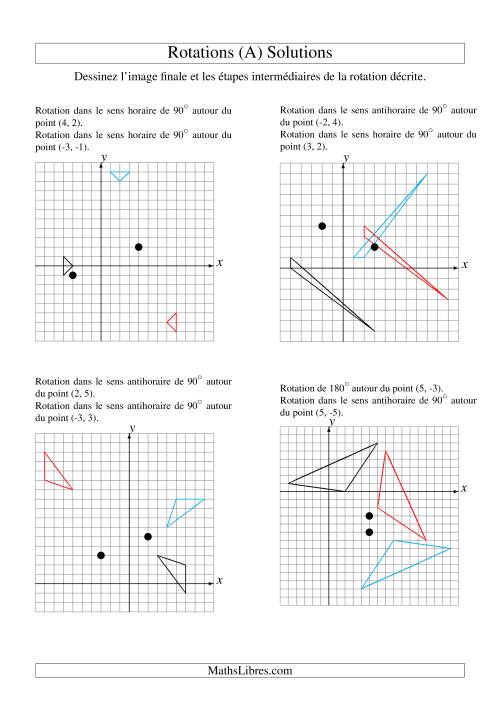 Rotation de figures à 3 sommets -- 2 étapes (Tout) page 2
