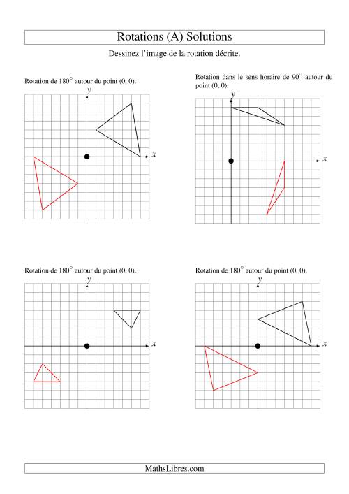 Rotation de figures à 3 sommets par rapport à l'origine -- 1er quadrant (A) page 2