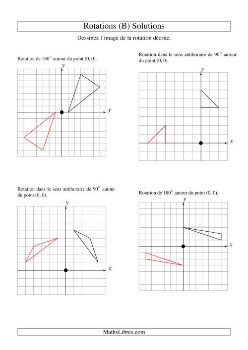 Rotation de figures à 3 sommets par rapport à l'origine -- 1er quadrant (B) page 2