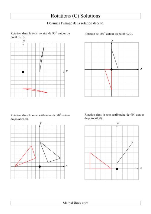 Rotation de figures à 3 sommets par rapport à l'origine -- 1er quadrant (C) page 2