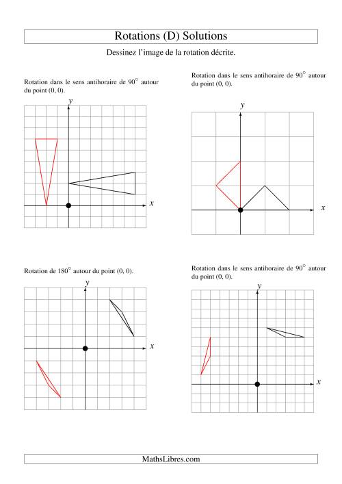 Rotation de figures à 3 sommets par rapport à l'origine -- 1er quadrant (D) page 2