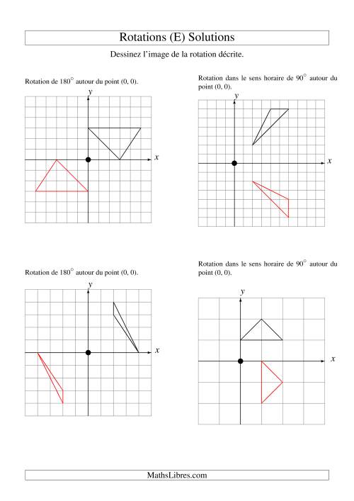 Rotation de figures à 3 sommets par rapport à l'origine -- 1er quadrant (E) page 2