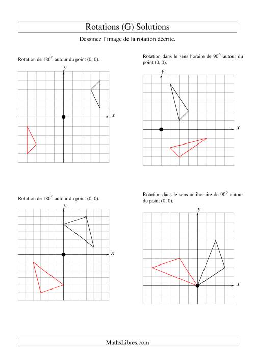 Rotation de figures à 3 sommets par rapport à l'origine -- 1er quadrant (G) page 2