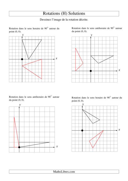 Rotation de figures à 3 sommets par rapport à l'origine -- 1er quadrant (H) page 2