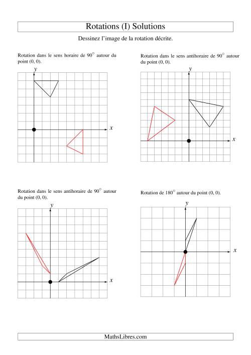 Rotation de figures à 3 sommets par rapport à l'origine -- 1er quadrant (I) page 2