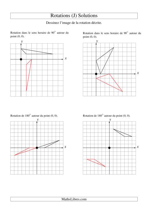 Rotation de figures à 3 sommets par rapport à l'origine -- 1er quadrant (J) page 2