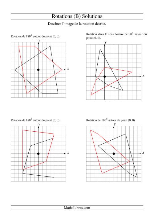 Rotation de figures à 4 sommets par rapport à l'origine (B) page 2