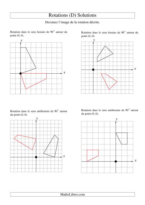 Rotation de figures à 4 sommets par rapport à l'origine -- 1er quadrant (D) page 2
