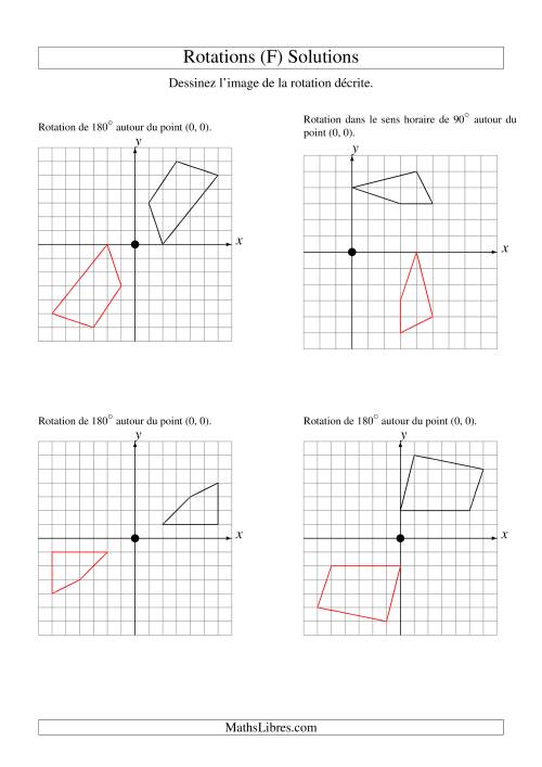Rotation de figures à 4 sommets par rapport à l'origine -- 1er quadrant (F) page 2