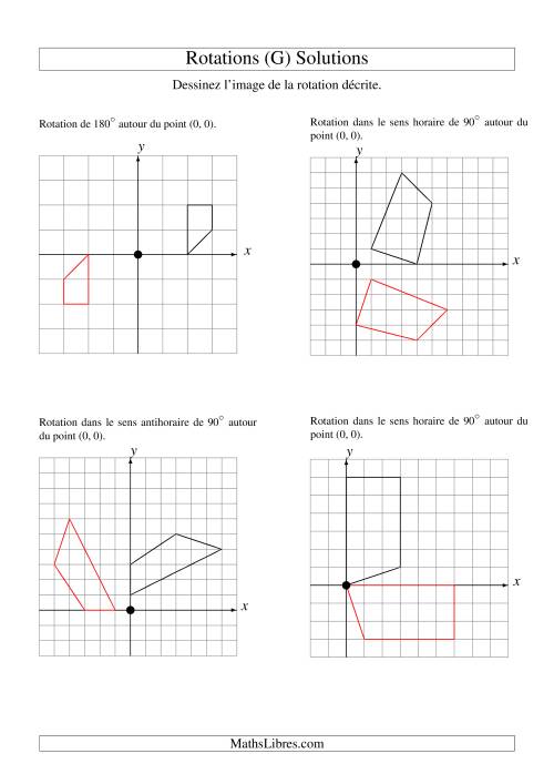 Rotation de figures à 4 sommets par rapport à l'origine -- 1er quadrant (G) page 2