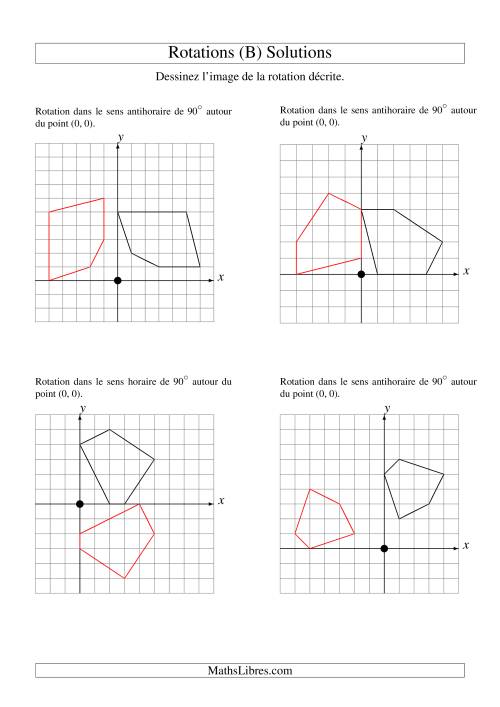 Rotation de figures à 5 sommets autour de l'origine -- 1er quadrant (B) page 2