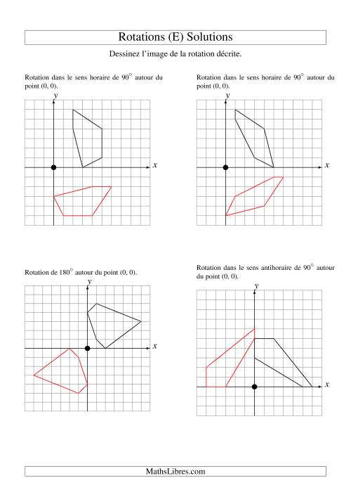 Rotation de figures à 5 sommets autour de l'origine -- 1er quadrant (E) page 2