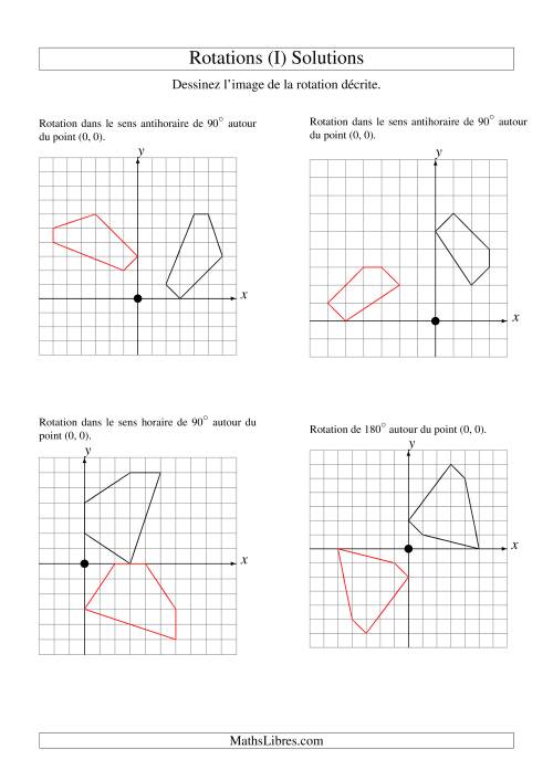 Rotation de figures à 5 sommets autour de l'origine -- 1er quadrant (I) page 2