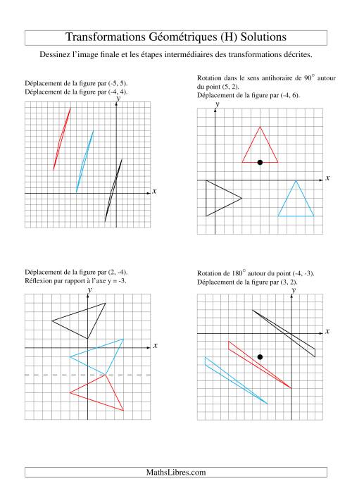 Transformation variées (sans homothétie) -- Figures à 3 sommets -- 2 étapes (H) page 2
