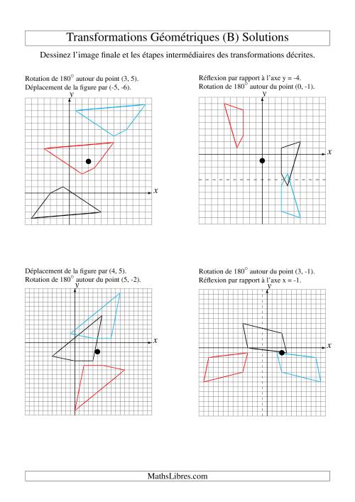 Transformation variées (sans homothétie) -- Figures à 4 sommets -- 2 étapes (B) page 2