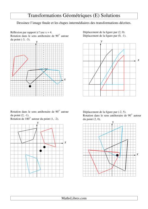 Transformation variées (sans homothétie) -- Figures à 4 sommets -- 2 étapes (E) page 2