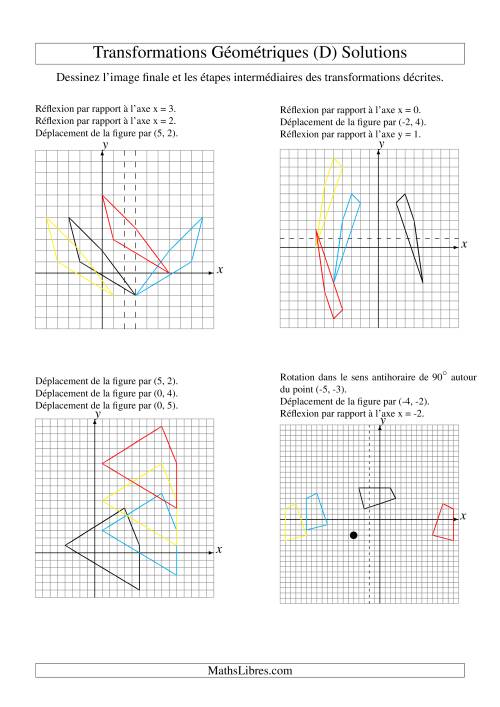 Transformation variées (sans homothétie) -- Figures à 4 sommets -- 3 étapes (D) page 2