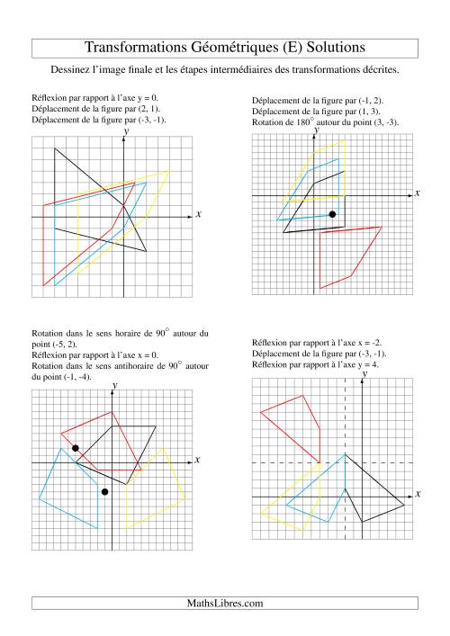 Transformation variées (sans homothétie) -- Figures à 4 sommets -- 3 étapes (E) page 2
