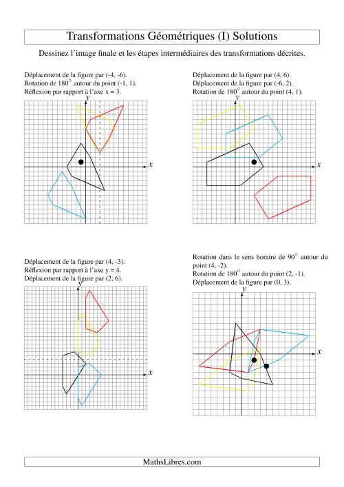 Transformation variées (sans homothétie) -- Figures à 5 sommets -- 3 étapes (I) page 2
