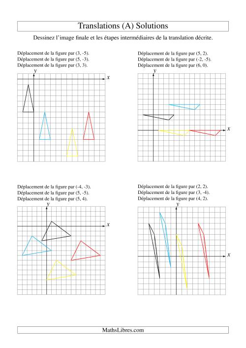 Translation de figures à 3 sommets -- Max 6 unités -- 3 étapes (Tout) page 2