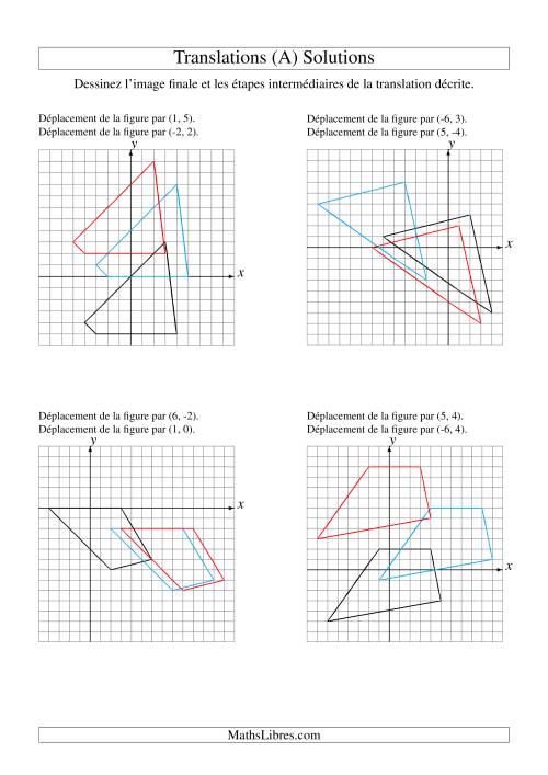 Translation de figures à 4 sommets -- Max 6 unités -- 2 étapes (A) page 2