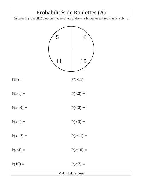 Probabilité -- Roulette à 4 sections (A)