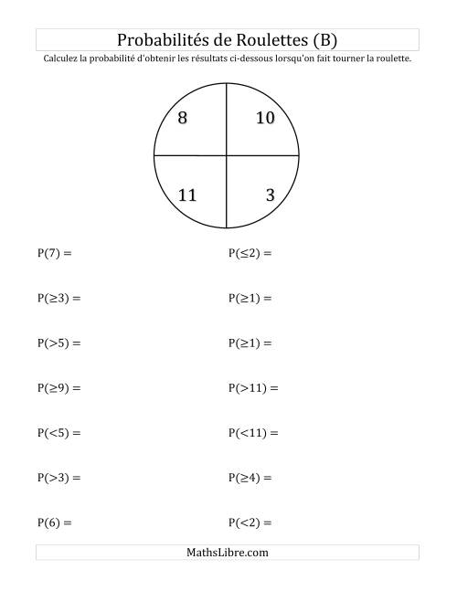Probabilité -- Roulette à 4 sections (B)