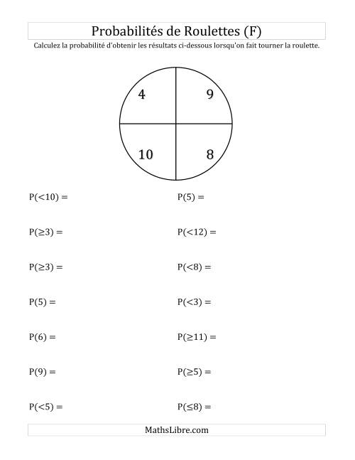 Probabilité -- Roulette à 4 sections (F)