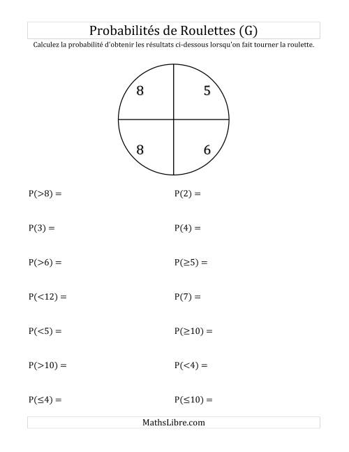 Probabilité -- Roulette à 4 sections (G)