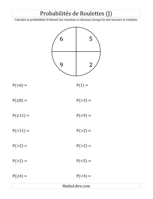 Probabilité -- Roulette à 4 sections (J)