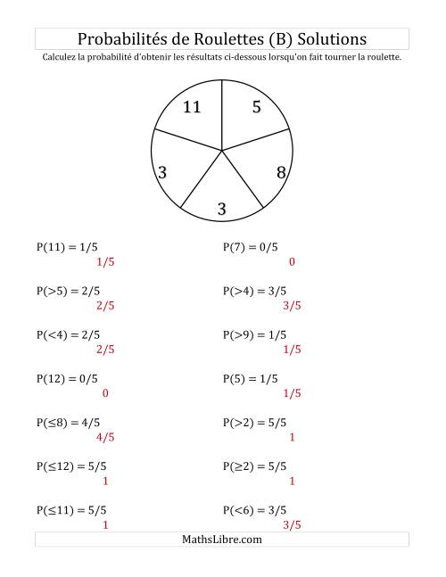Probabilité -- Roulette à 5 sections (B) page 2