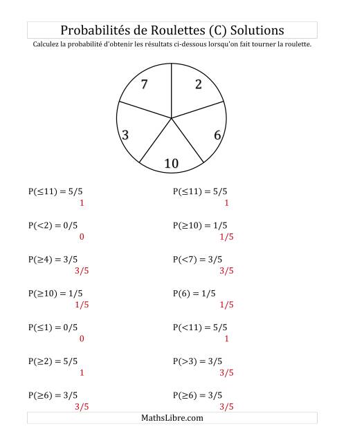Probabilité -- Roulette à 5 sections (C) page 2