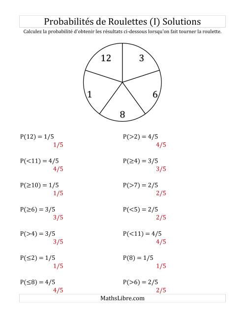 Probabilité -- Roulette à 5 sections (I) page 2
