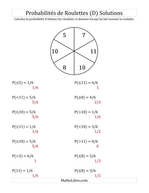 Probabilité -- Roulette à 6 sections (D) page 2