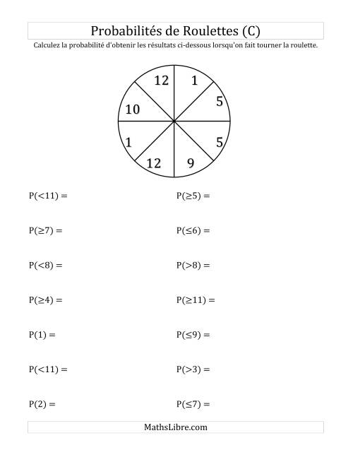 Probabilité -- Roulette à 8 sections (C)