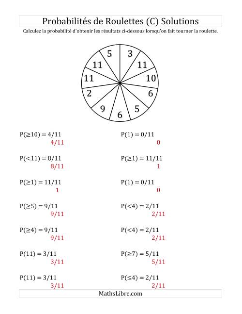 Probabilité -- Roulette à 11 sections (C) page 2