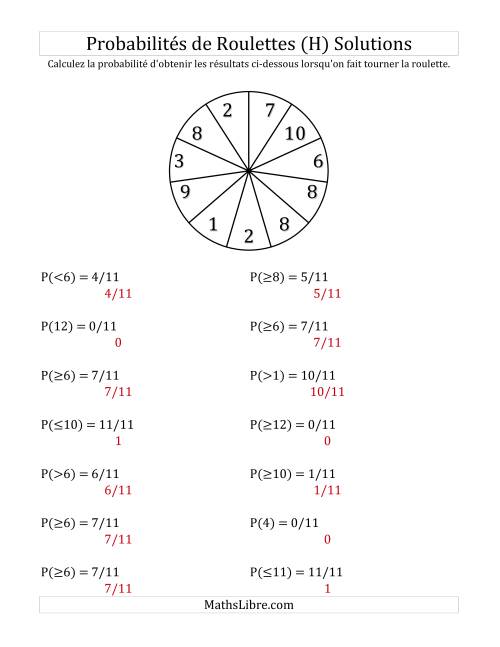 Probabilité -- Roulette à 11 sections (H) page 2