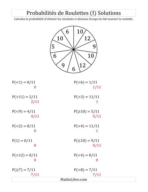 Probabilité -- Roulette à 11 sections (I) page 2