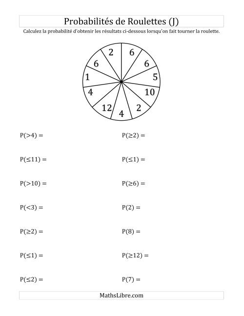 Probabilité -- Roulette à 11 sections (J)