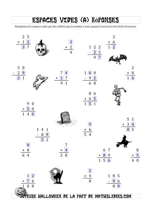 Remplir l'Espace Vide par des nombres omis par des Zombies (A) page 2