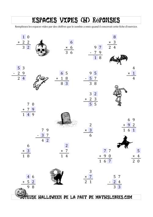 Remplir l'Espace Vide par des nombres omis par des Zombies (H) page 2