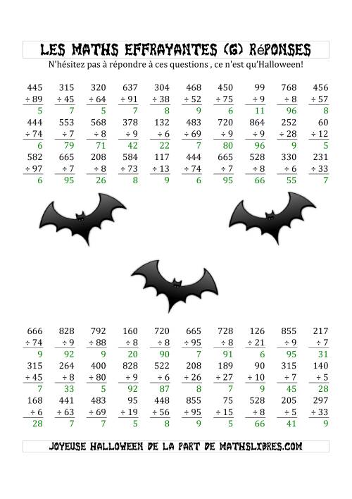 Les Maths Effrayantes (Division à Un, Deux ou Trois Chiffres) (G) page 2