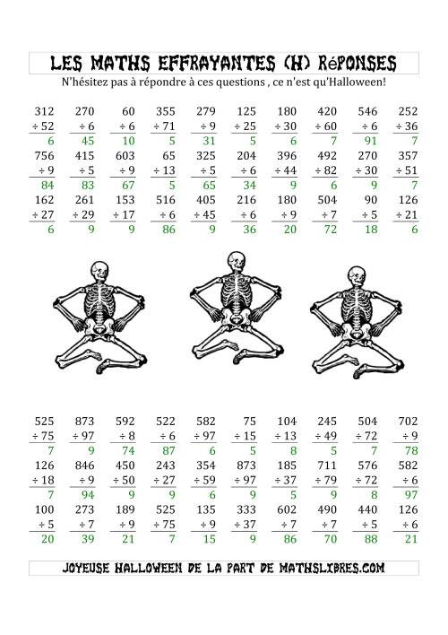 Les Maths Effrayantes (Division à Un, Deux ou Trois Chiffres) (H) page 2