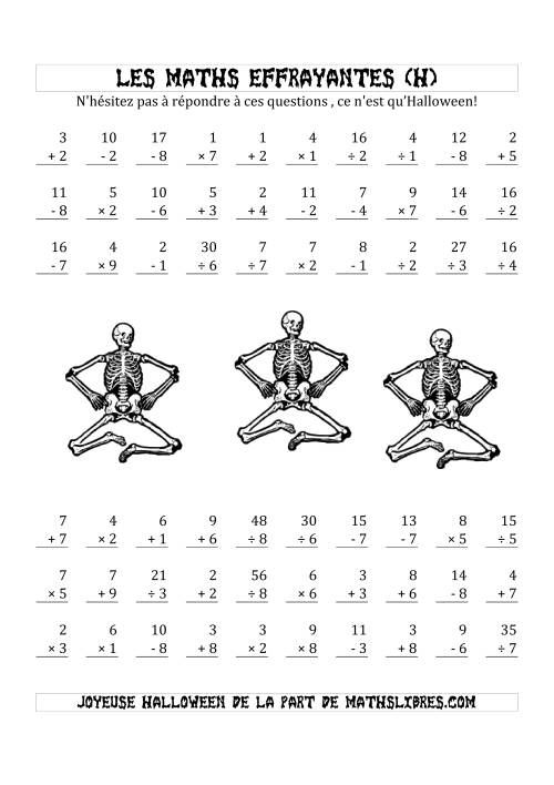 Les Maths Effrayantes (Opérations à Un, Deux ou Trois Chiffres) (H)